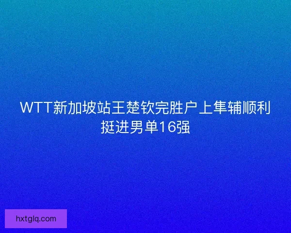 WTT新加坡站王楚钦完胜户上隼辅顺利挺进男单16强