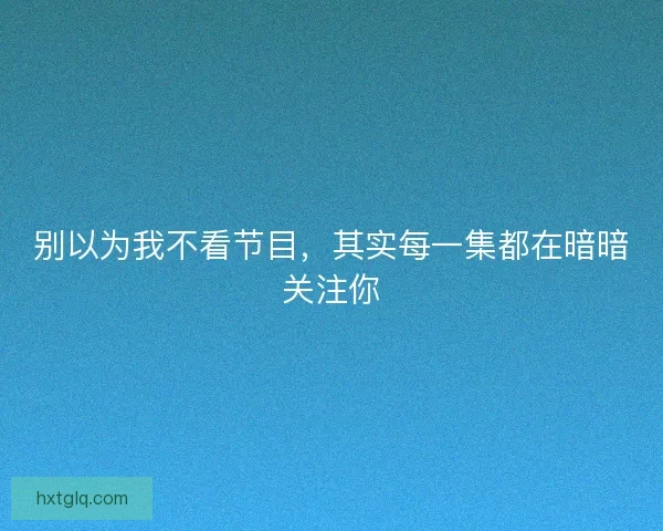 别以为我不看节目,其实每一集都在暗暗关注你 别以为我不看节目,其实每一集都在暗暗关注你